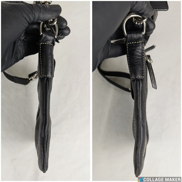 Coach Black Leather Top Zip Crossbody Handbag Purse Snap Pocket - Picture 6 of 11